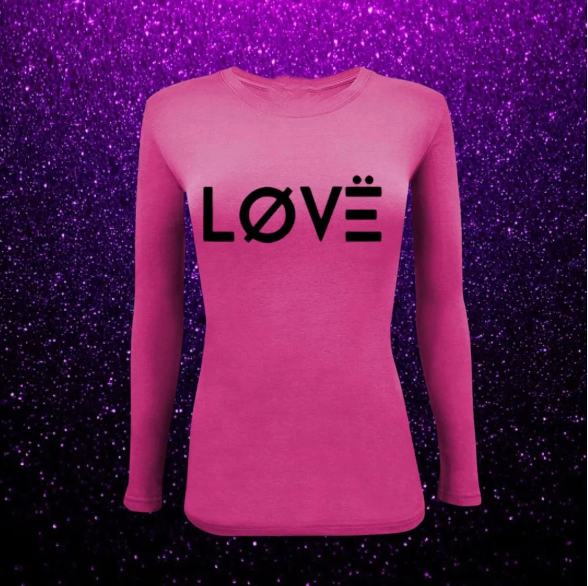 Pink Long sleeve black love