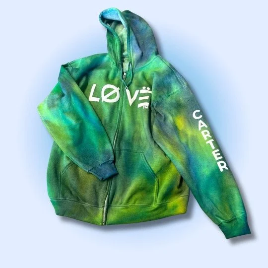 Blue lagoon zip up love hoodie
