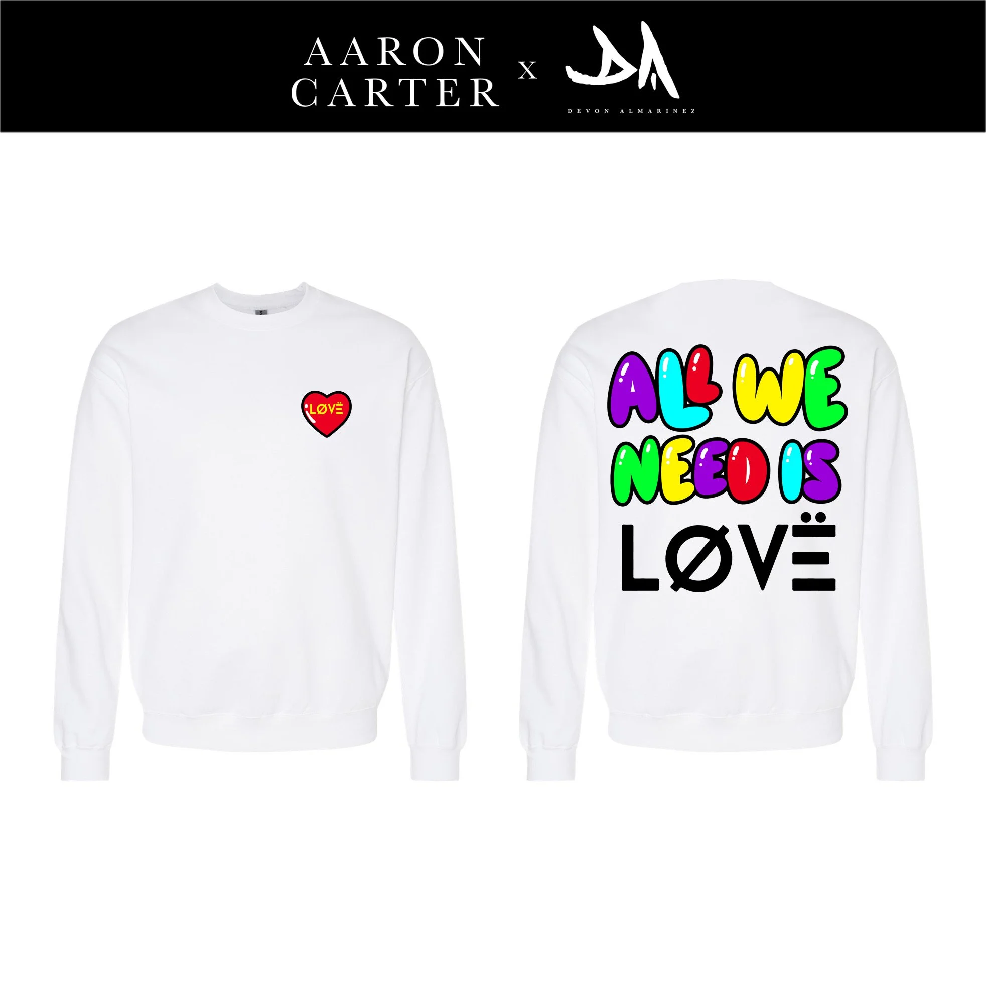 New DA x Ac all you need is LØVË white crewneck