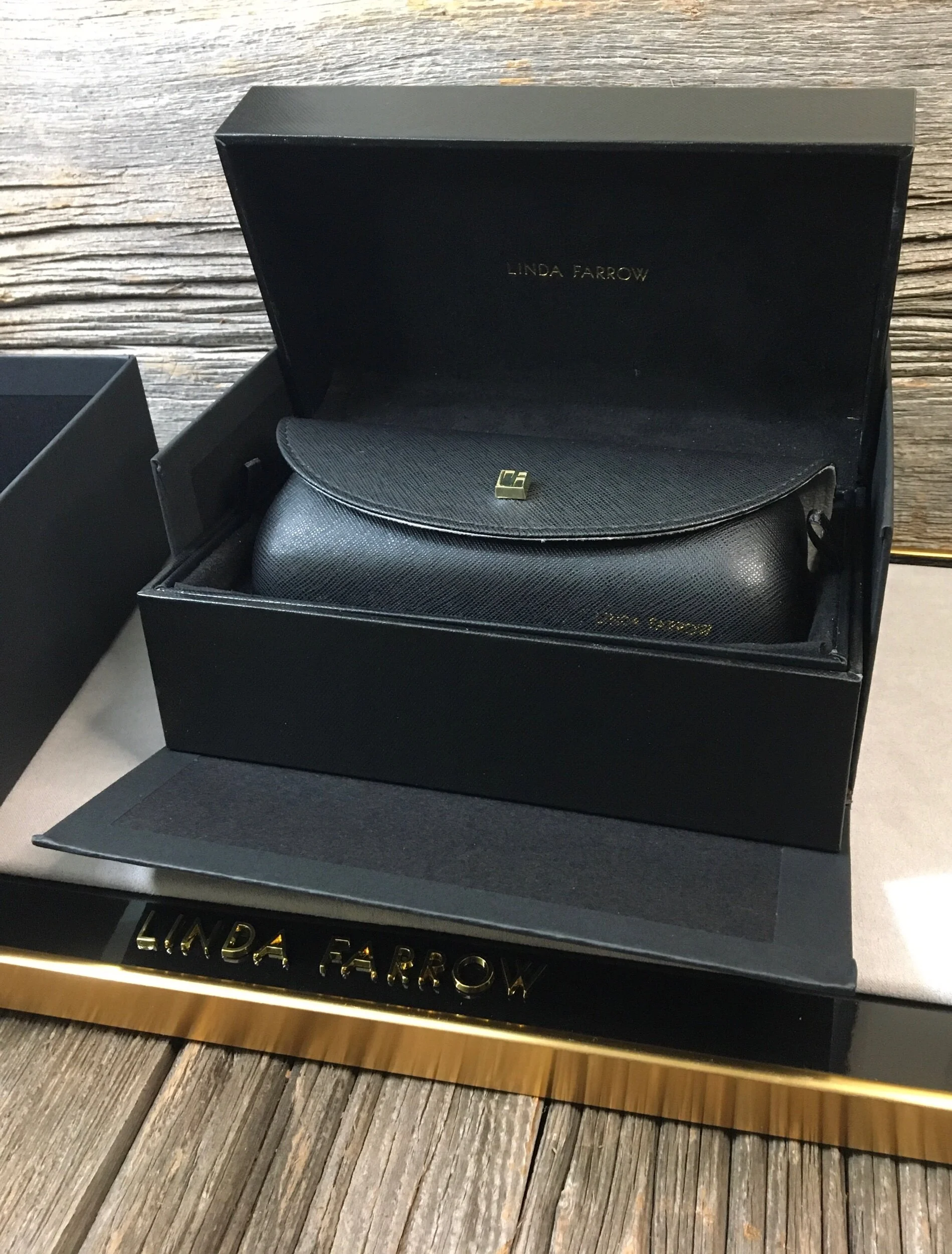 LINDA FARROW COMER LFL1190 C1 YELLOW GOLD BLK — Kims Optical