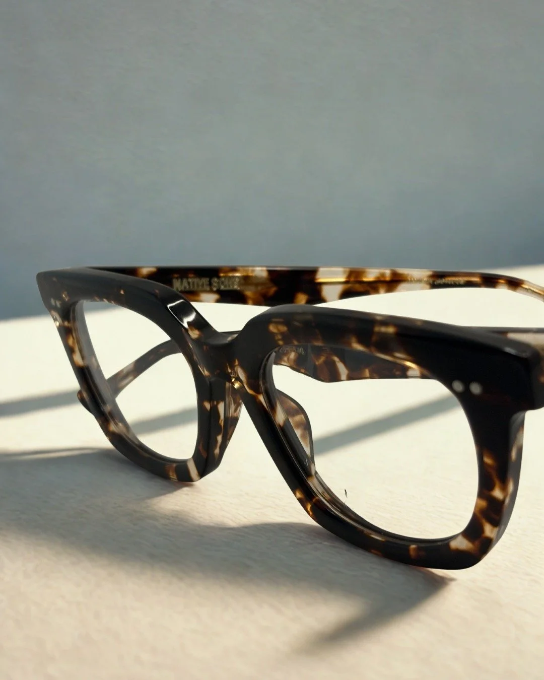 There's a detail on this Native Sons DUFFY frame that most people will wear for years without registering.

The NATIVE SONS name &mdash; gold-stamped into the tortoise acetate temple arm. Not a sticker. Not printed. Engraved into the material.

It's 