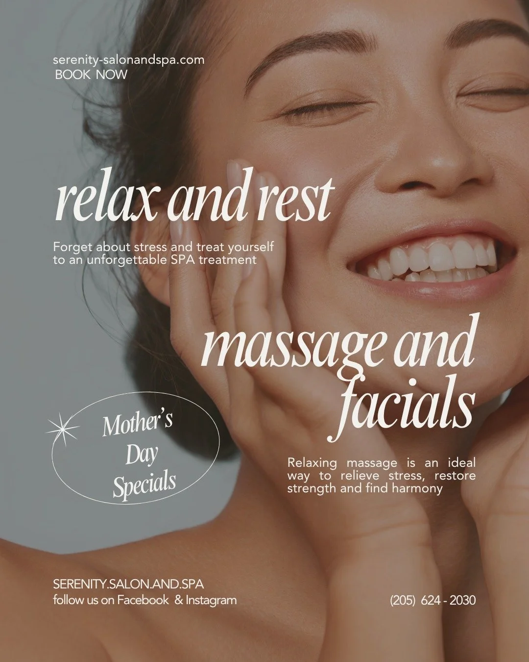 🌸 Mother&rsquo;s Day 2026 at Serenity Salon &amp; Spa 🌸
Located in Helena, Alabama

Treat the moms in your life (or yourself!) to relaxation, renewal, and a little well-deserved indulgence 💆&zwj;♀️✨

💖 Mother&rsquo;s Day Specials &ndash; 30% OFF 