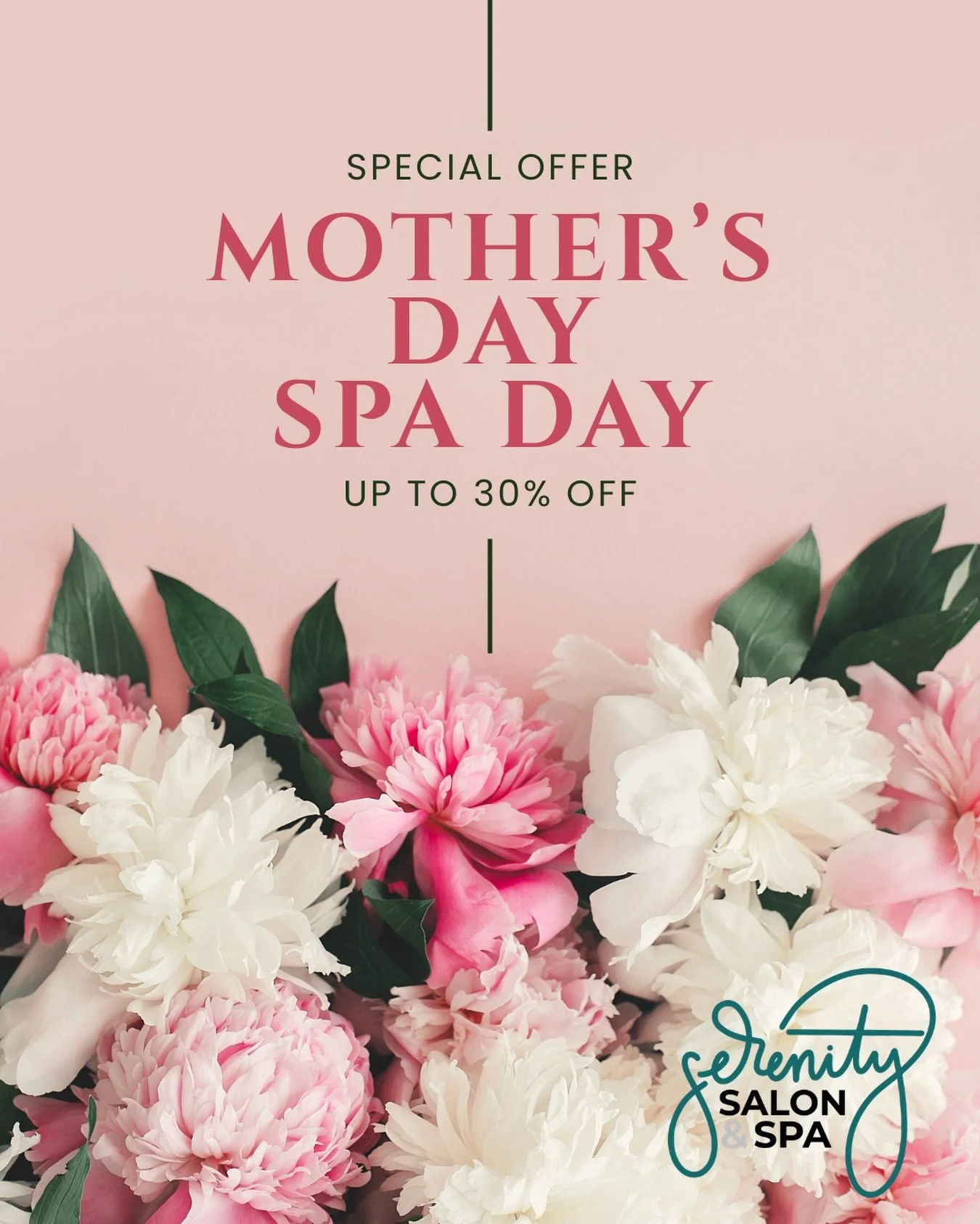 Offer Ends Soon🔥🔥🔥 💖 Mother&rsquo;s Day Specials &ndash; 30% OFF 💖
&bull; 30 Minute Massage: $65 &rarr; $45.50
&bull; 60 Minute Massage: $90 &rarr; $63
&bull; 90 Minute Massage: $120 &rarr; $84
&bull; Aromatic Body Polish: $105 &rarr; $73.50
&bu