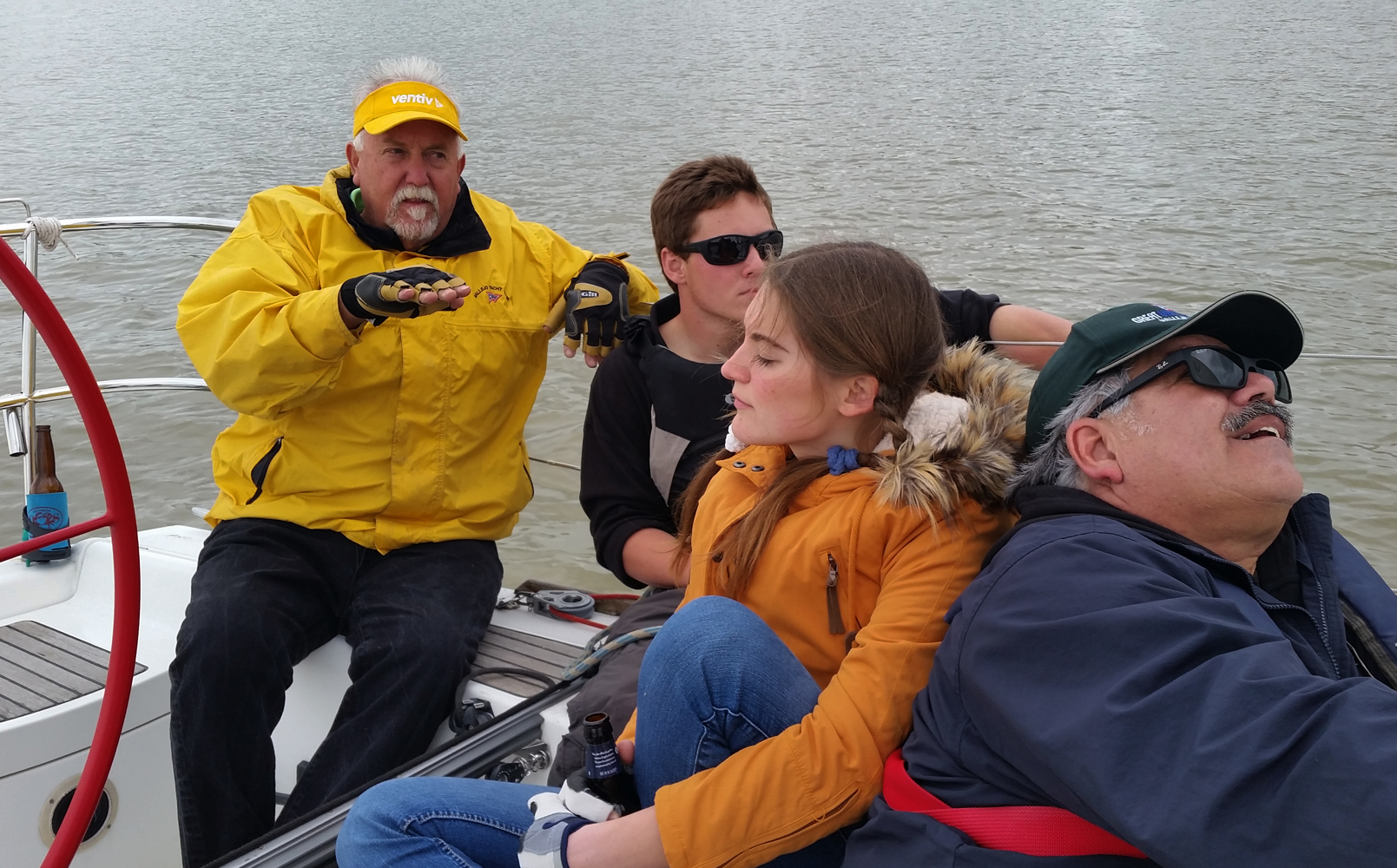 Skipper Pat looking for a lift from the back of the boat.