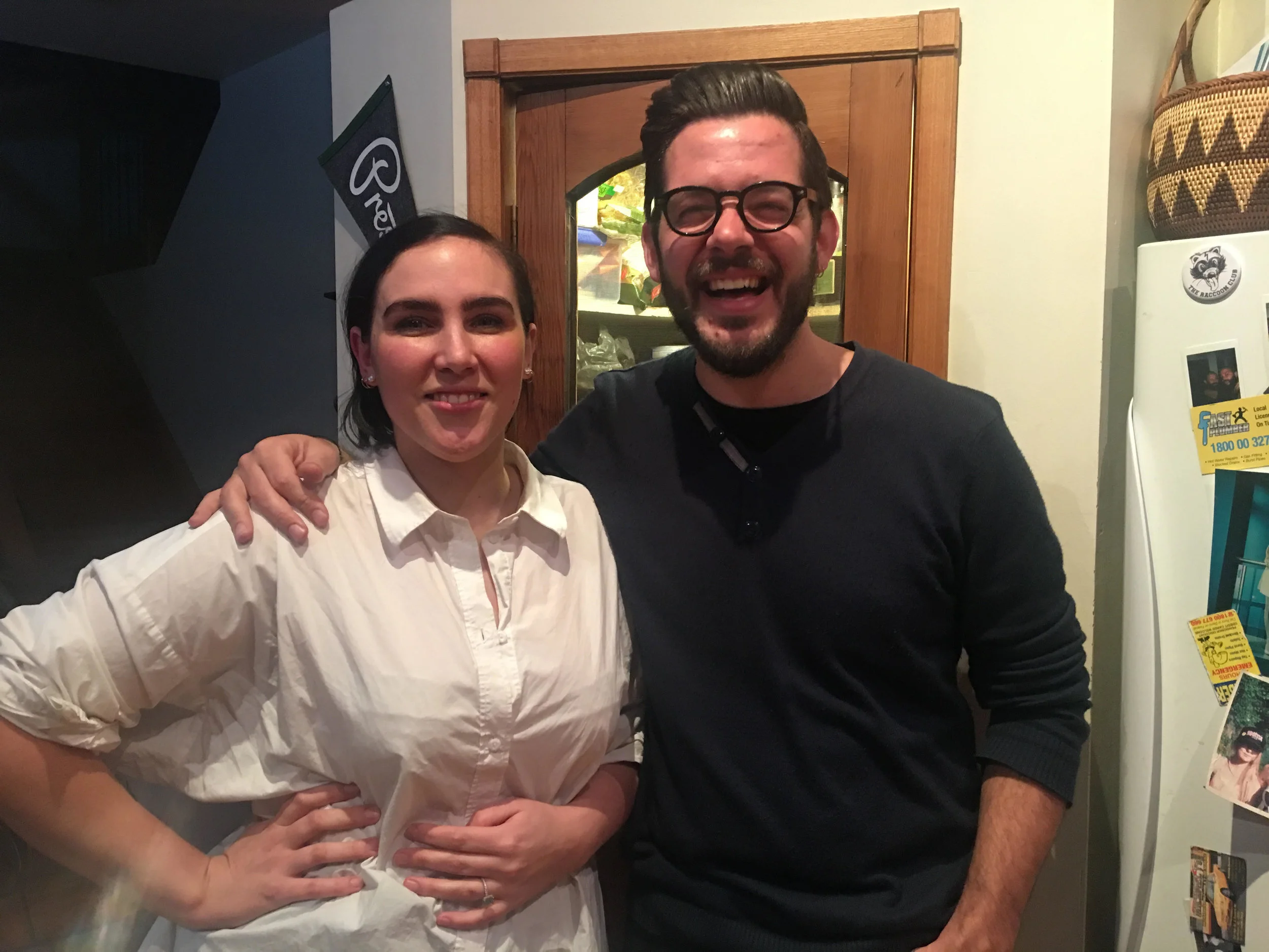 Caspar and Rachael Hofer doing some serious bingeing in Caspar's natural bingeing habitat - the kitchen. 