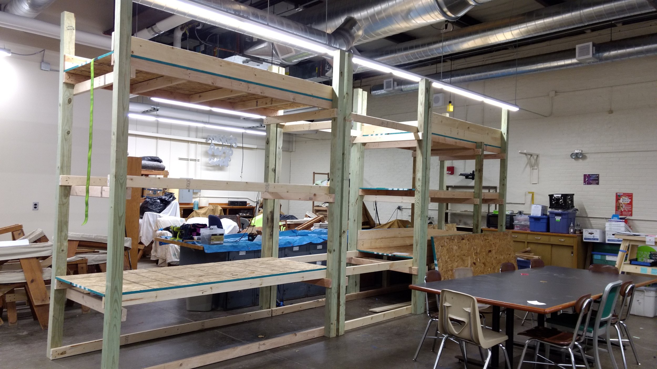Framing out the new aquaponics system.