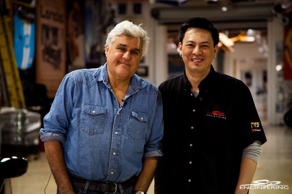 The Bossman himself and comedian TV personality Jay Leno. Flip through our picture gallery as we managed to snap a good amount of pictures from Jay’s garage and his enormous collection of antique automobiles to extreme high end exotics (click thumbnail image for lightbox gallery). Stay tuned folks!