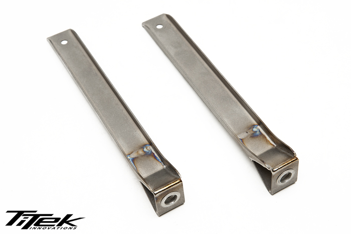 One of the many reasons why your front air dam may become loose over time or even fly off at a high rate of speed is due to the factory front diffuser support brackets not being able to take a beating from vibrations, turbulence, contact and etc. Allow TiTek’s titanium replacement brackets to take over your tired and fragile factory brackets. Part # NIS-50021 MSRP: $249.00 Please contact our sales team to order! Retail: david@sp-power.com 626-333-5398
