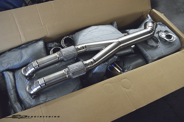 While the fuel system is being prepped and made, the TiTek 102mm Titanium Race exhaust anxiously waits to be clamped on and ready to roar.