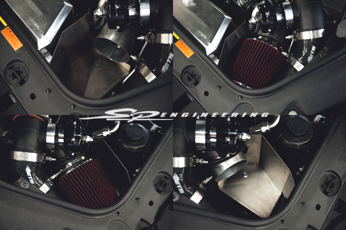 Our SPE custom hand sculpted air filter heat shield made specific for this Godzilla’s tight engine bay.