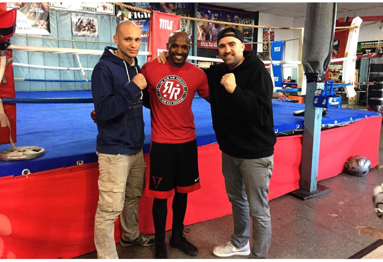 Left to Right: Rob Carbuccia (Director of Photography), Ray Robinson, Thanasis Petrakis (Director). &nbsp;1st Day Filming 'The New Ray Robinson'