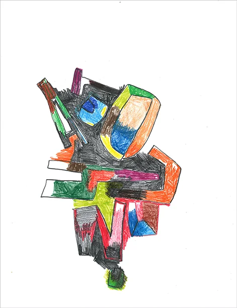 Graphite and colored pencil on paper 11.69 x 8.27 inches