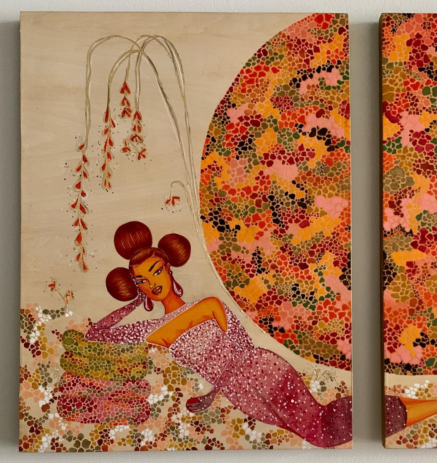 I&rsquo;m the Garden triptych for Nila from the block lol @sultan_nila 🌷🌷🌷

🎨Gouache and gold leaf on wood panel