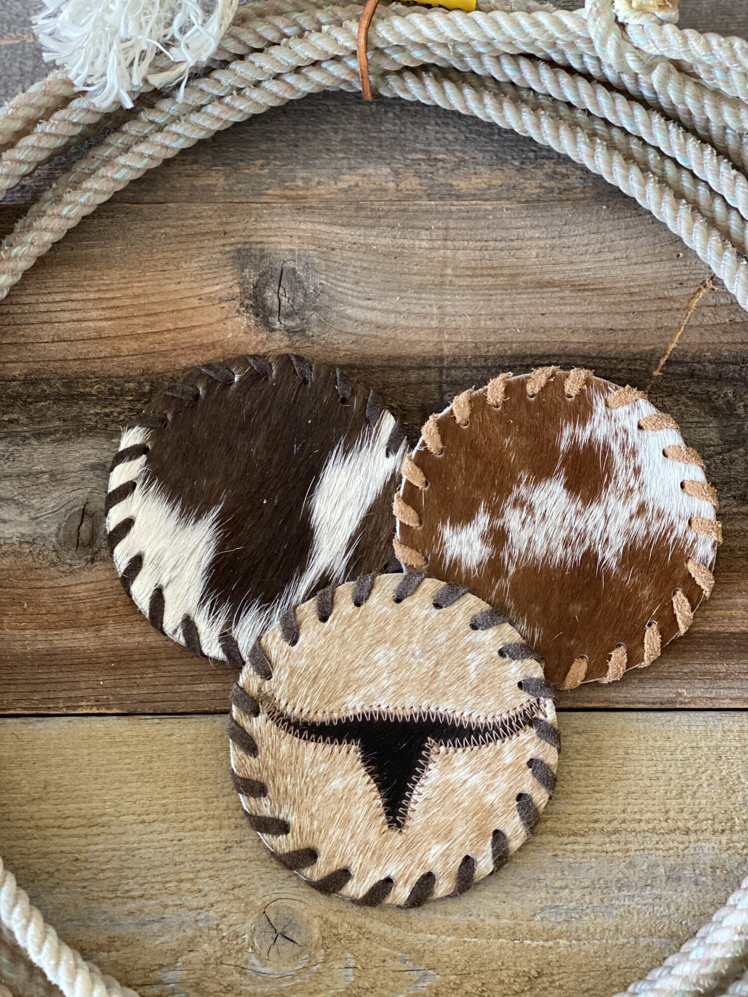 Rodeo Cowhide Coaster Sets