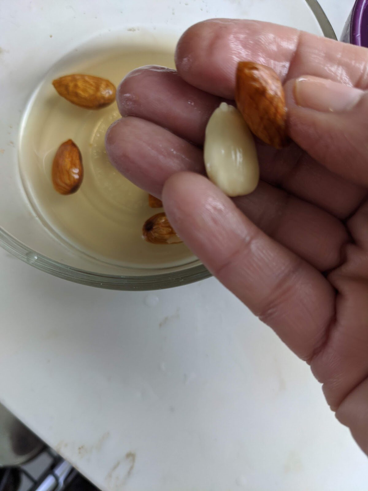 Peel almond's skin
