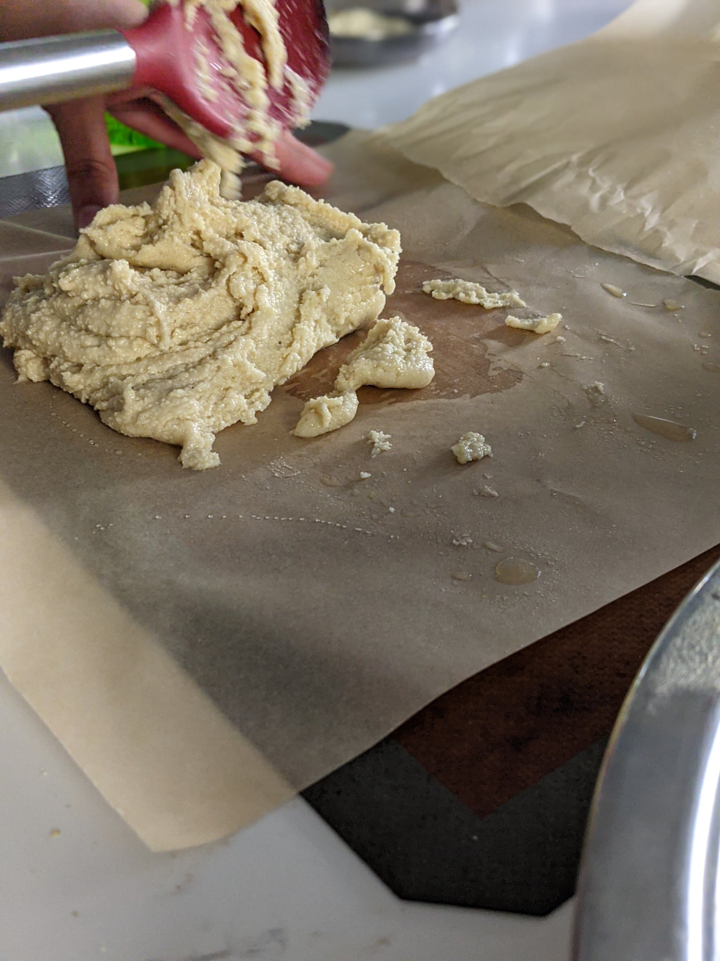 transfer to greased parchment paper