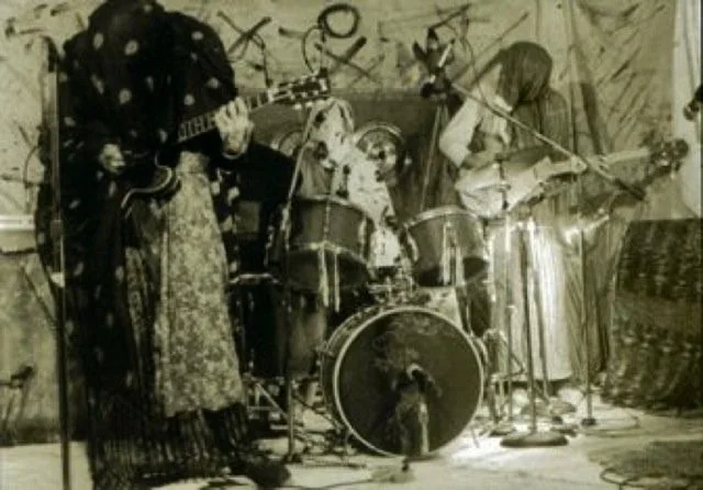 Sun City Girls circa 1983. L to R: Richard Bishop, Charles Gocher, Alan Bishop (photo by Holiday)