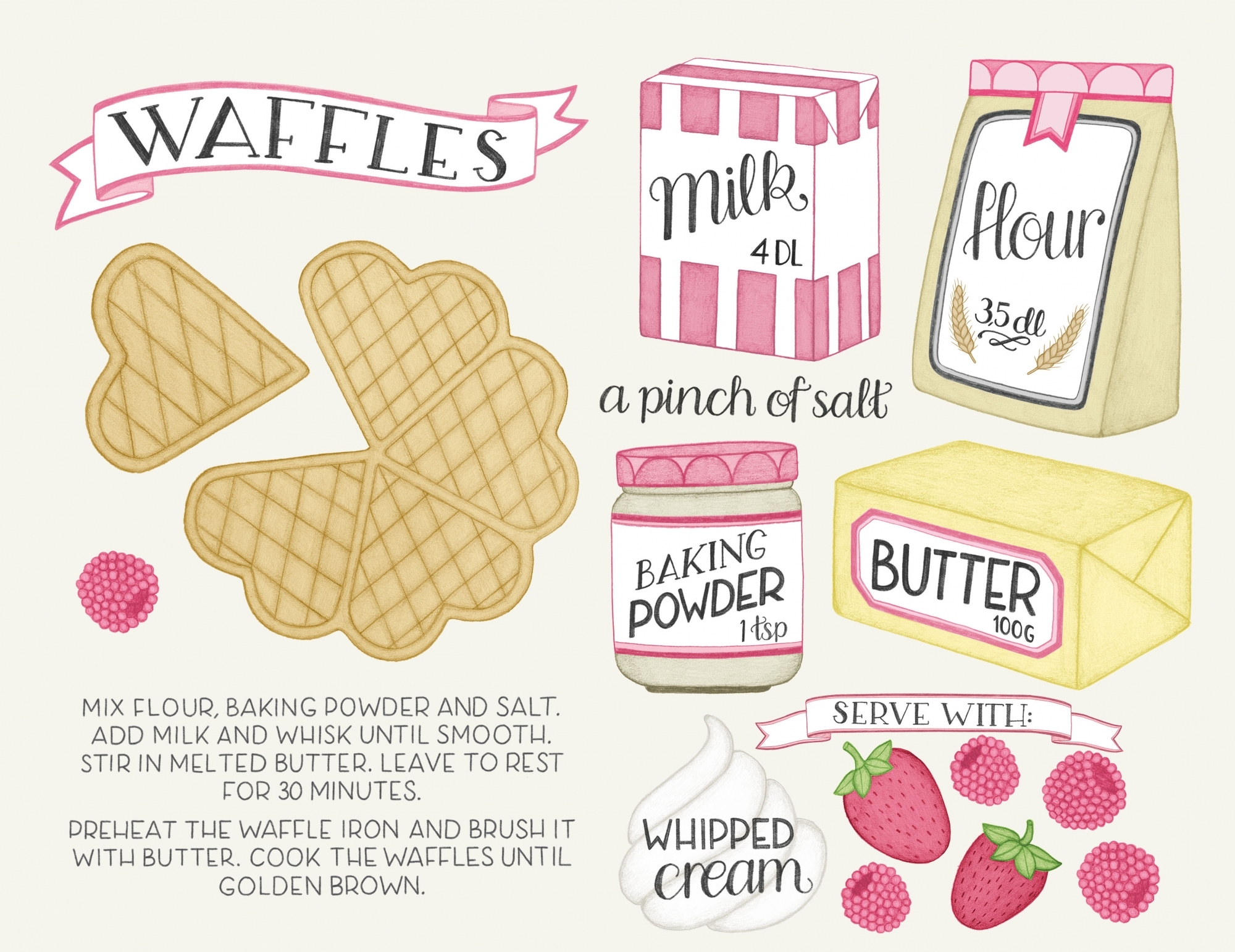 Waffles recipe illustration by Tove Larris .