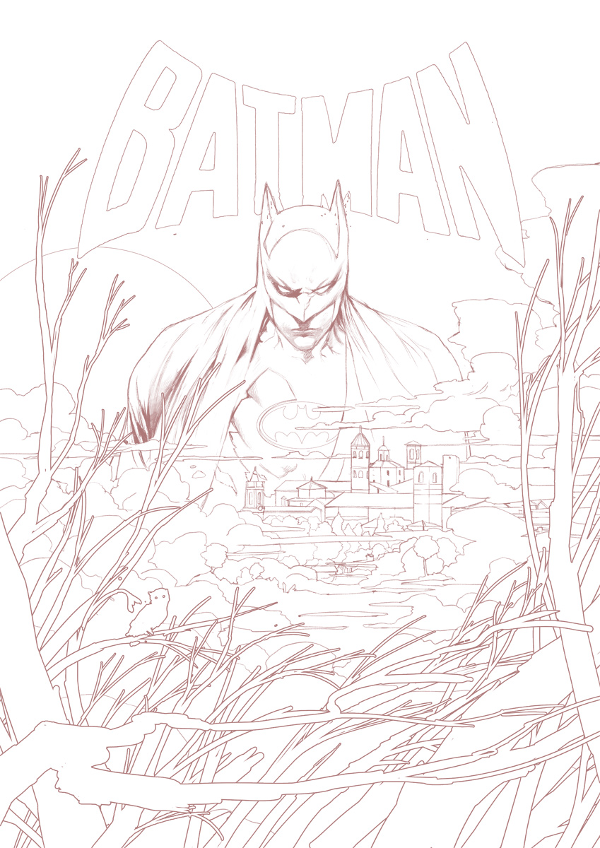 A more refined digital reference drawing for the pencil pass.