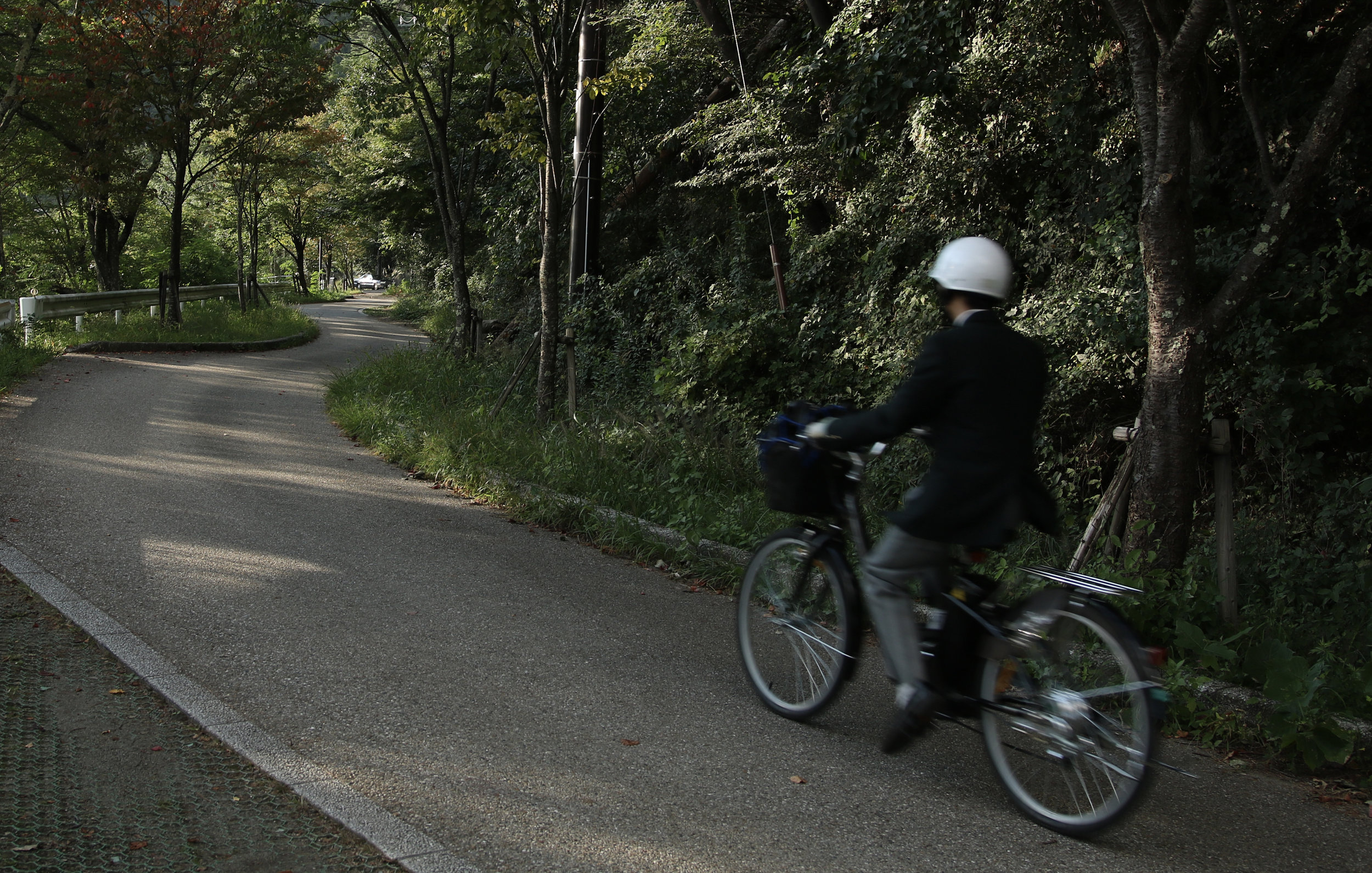 cycling in the country town of kawaguchiko, to the north of Mount Fuji