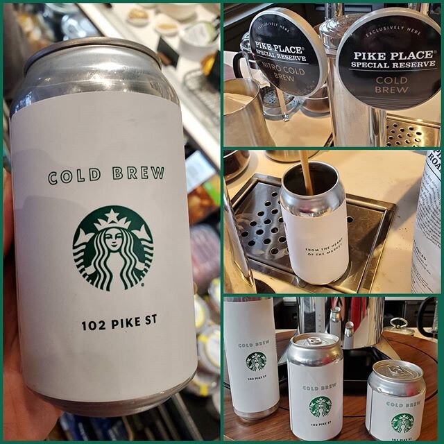 First and Pike Starbucks is now canning its own cold brew coffee! #starbucks #innovation  Super delicious!! They are using Pike Place Special Reserve, which is not the same thing as Pike Place Roast.  @starbucks.1standpike @nica_pnw_rd