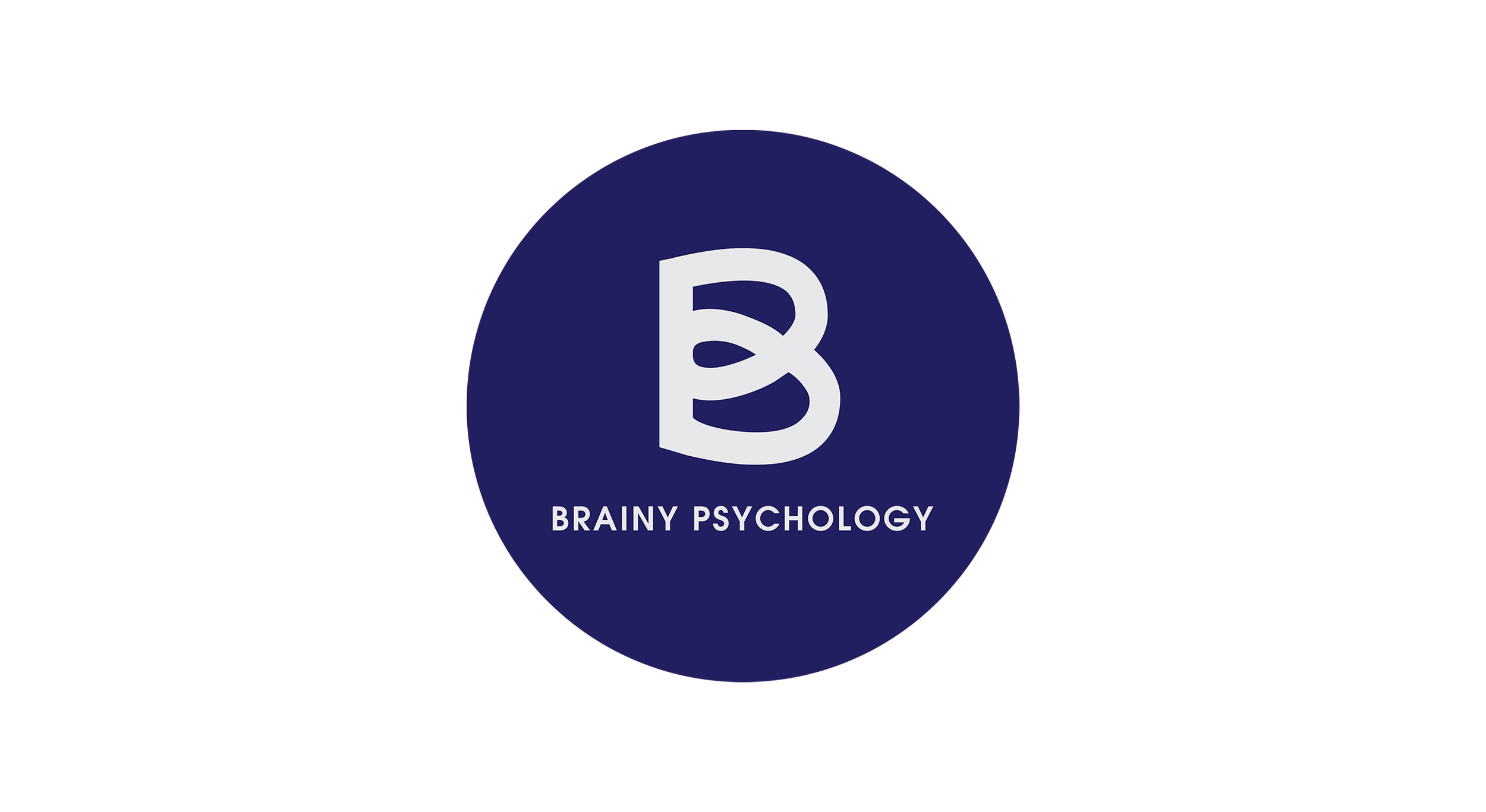 Logo for Brainy Psychology, featuring a dark blue circle with a stylized number 3 and the text "BRAINY PSYCHOLOGY" underneath.