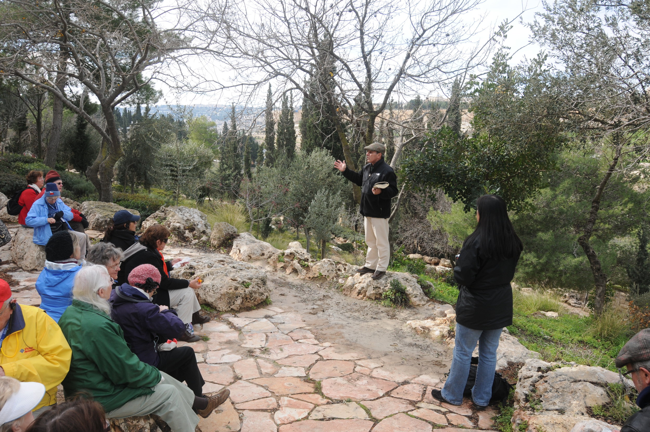   Dr. Creasy teaches in the Garden of Gethsemane.  