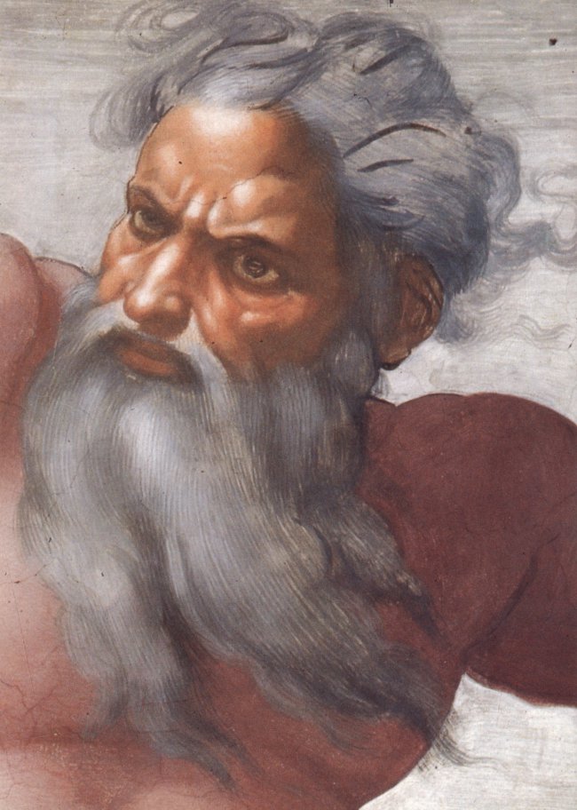 Michelangelo Buonarroti, God in "Creation of the Stars and Planets," fresco, Sistine Chapel, Vatican, 1511.