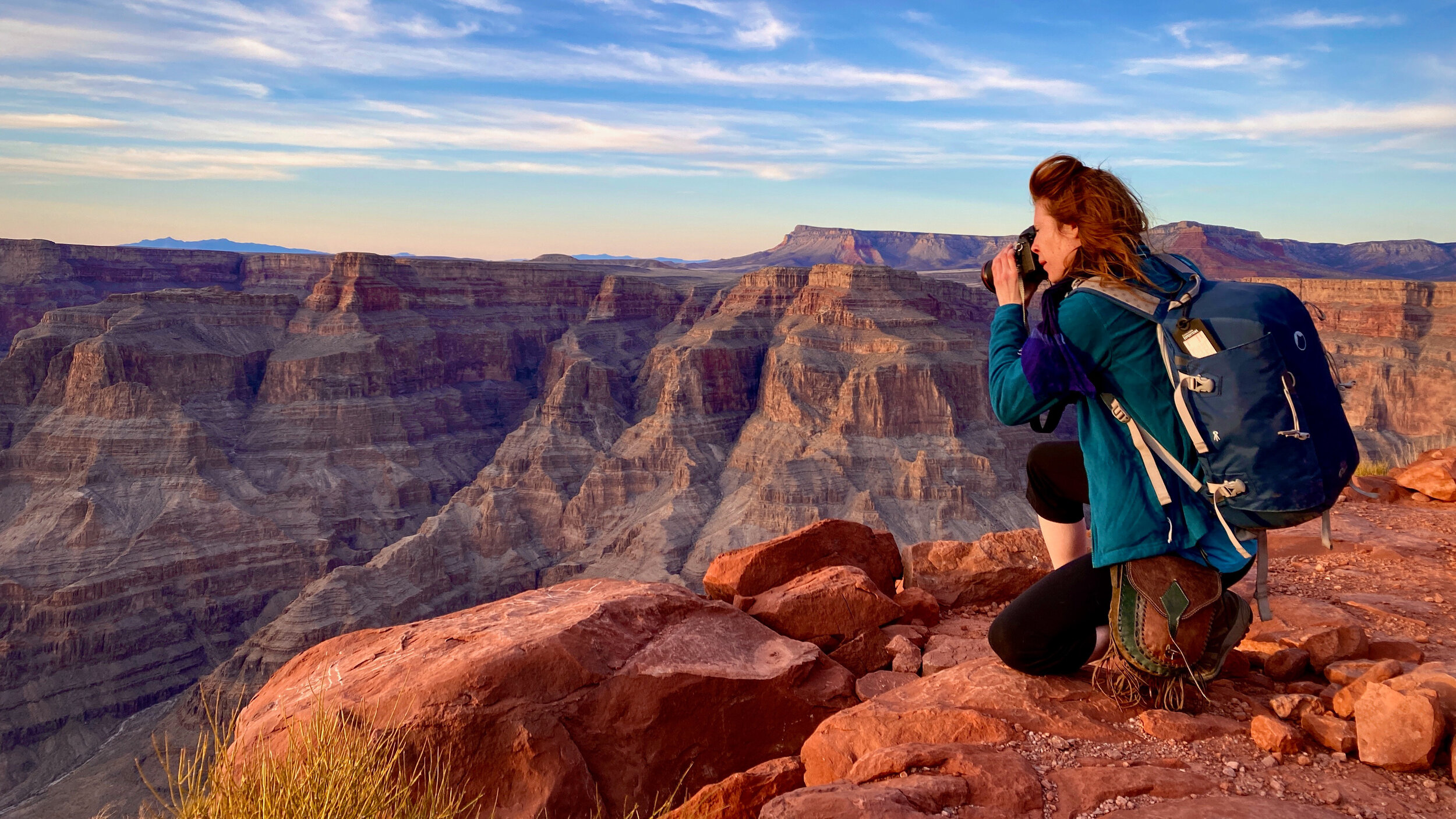 Grand Canyon, AZ, USA. Leya's first air travel after her plane crash. February 2020.