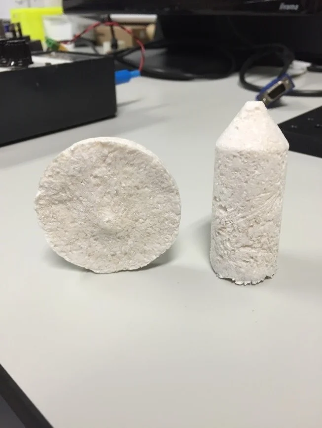 Figure 1) 3D structures made of “cellu-poop”. The structure are very light, and have shown no collapse / faults so far (March 2017).