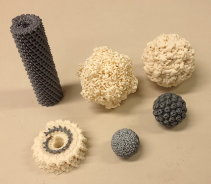 Several of our 3D printed models of viruses.