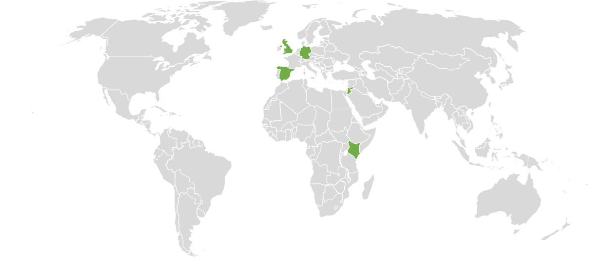 Map highlighting the countries where the Accessible 3D Molecular Models have arrived.