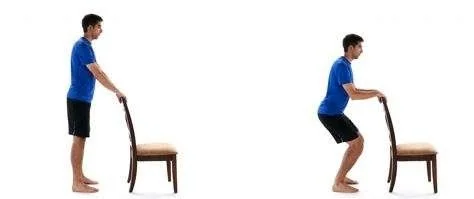 The Chair Assisted Mini-Squat is an easy way to overcome the common 'knees-forward' squat pattern seen in novice exercisers, and can be progressed through greater range of motion as appropriate.