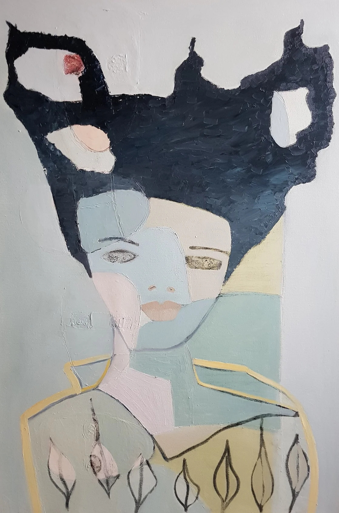 Move on (what doesn´t kill you…) 70 x 100 cm i olja. Tyvärr upptäckte jag en reva på en centimeter. Lagade den snabbt! Trist dock!