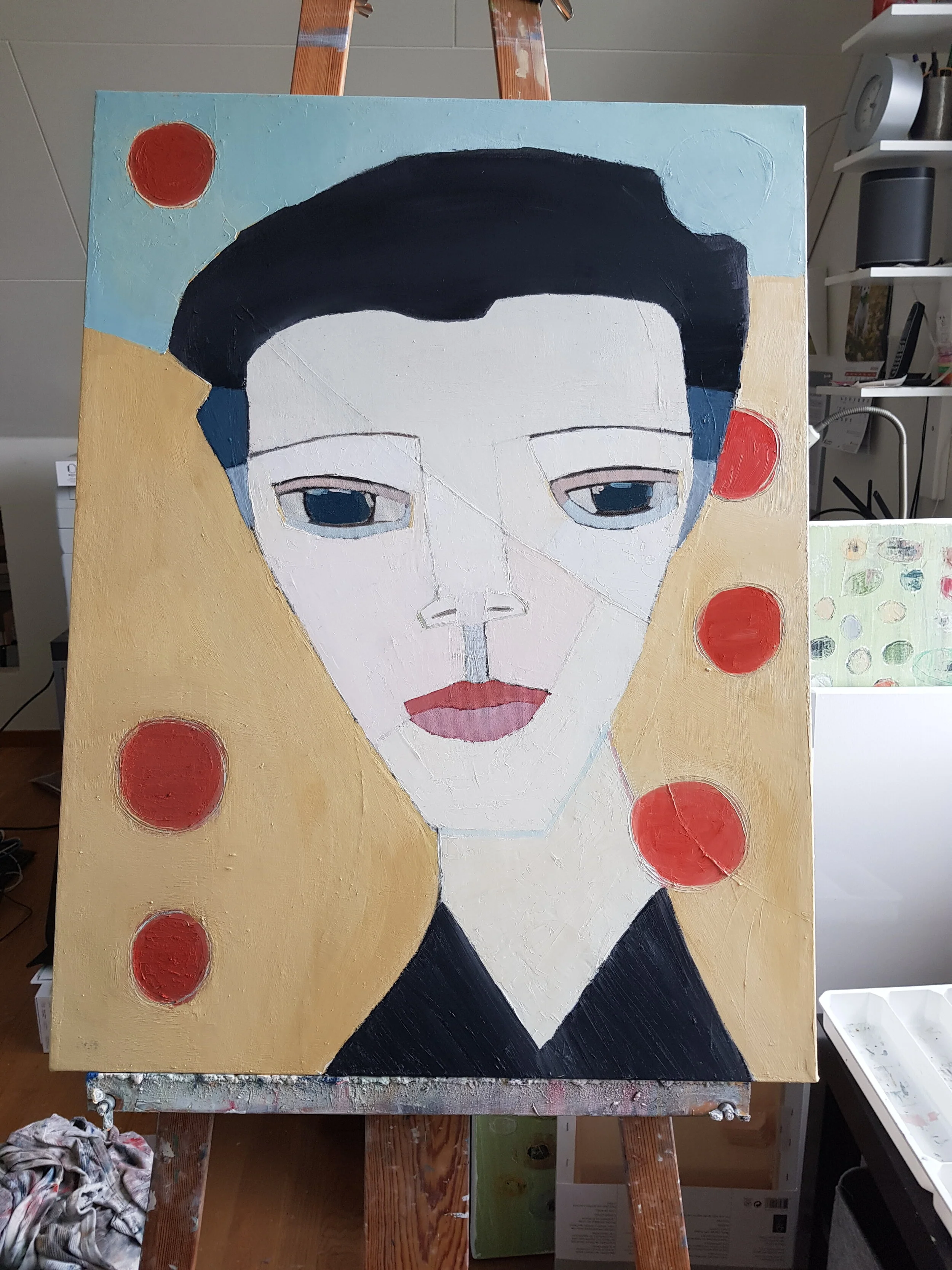 The charm of the gray temples, 60 x 80 cm i olja.