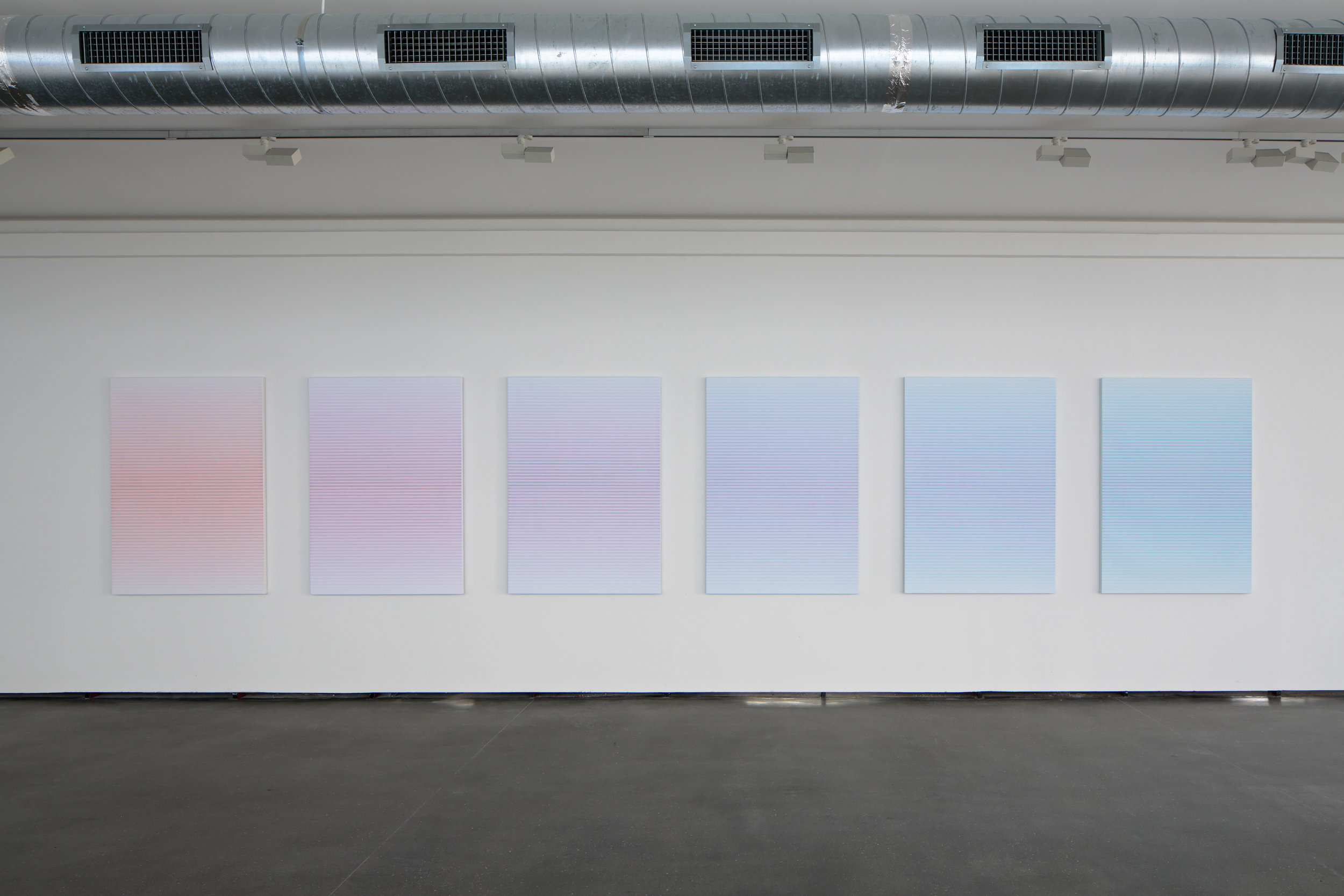  Jiří Matějů,  Six Stations  (polyptych), 2015, pigments and mixed media on canvas, 141 x 99 cm 