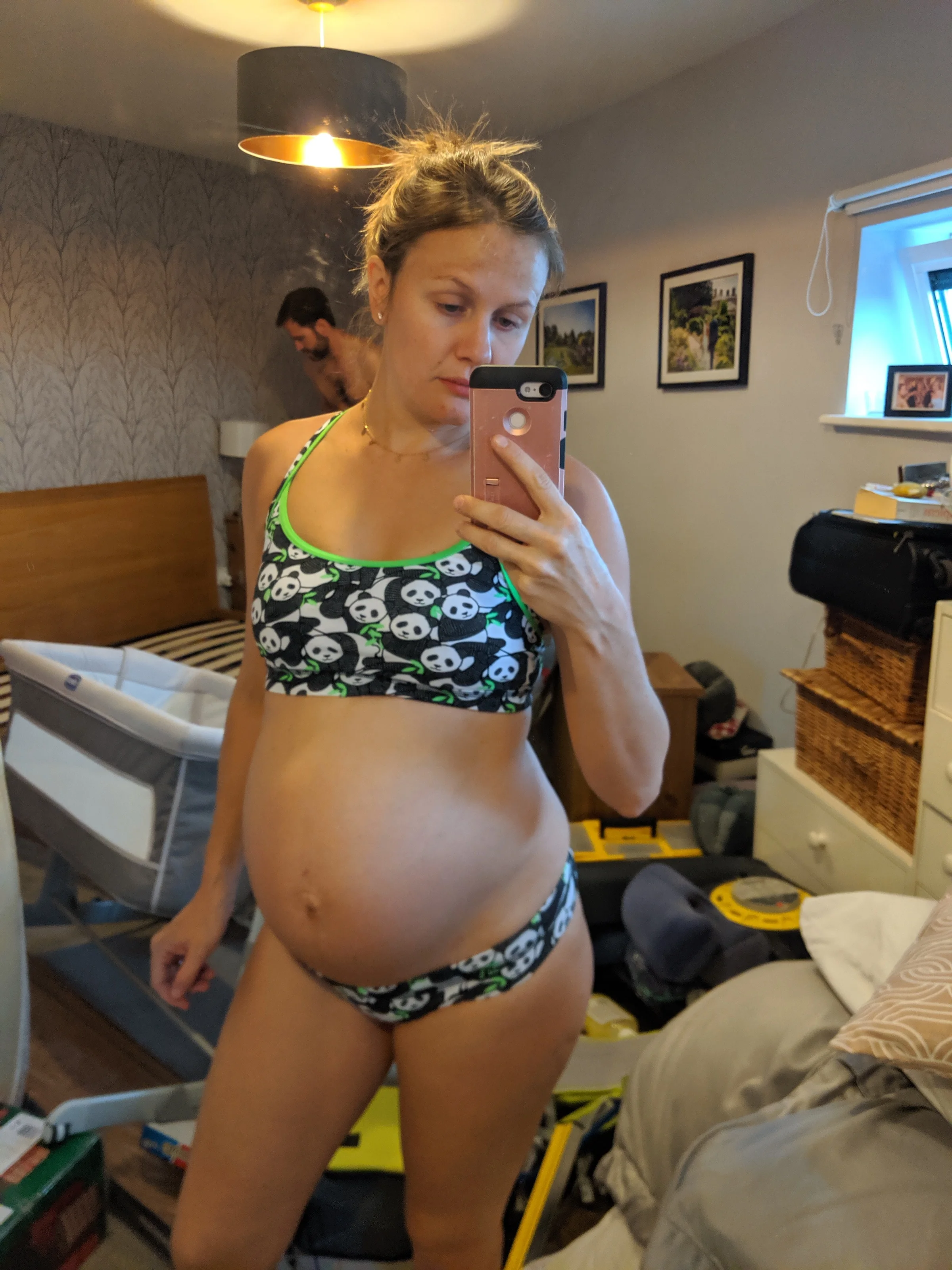 Posing whilst the hubbie sorts out the room with all our new baby bits