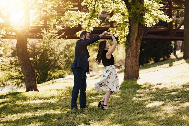 The countdown is on for these two as the wedding day fast approaches. This engagement session was all dancing and laughs as the sun set over our beautiful NW Arkansas. #weddingphotographer #nwaphotographer #couplegoals 📷
.
.
.
#vsco #lookslikefilm #