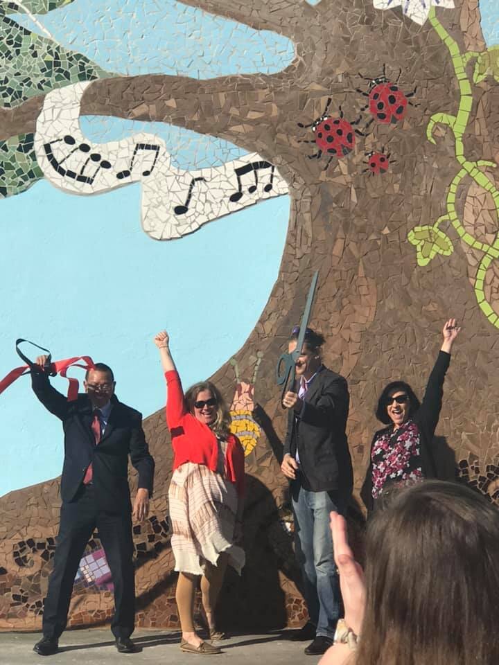 Ribbon cutting for the new mural