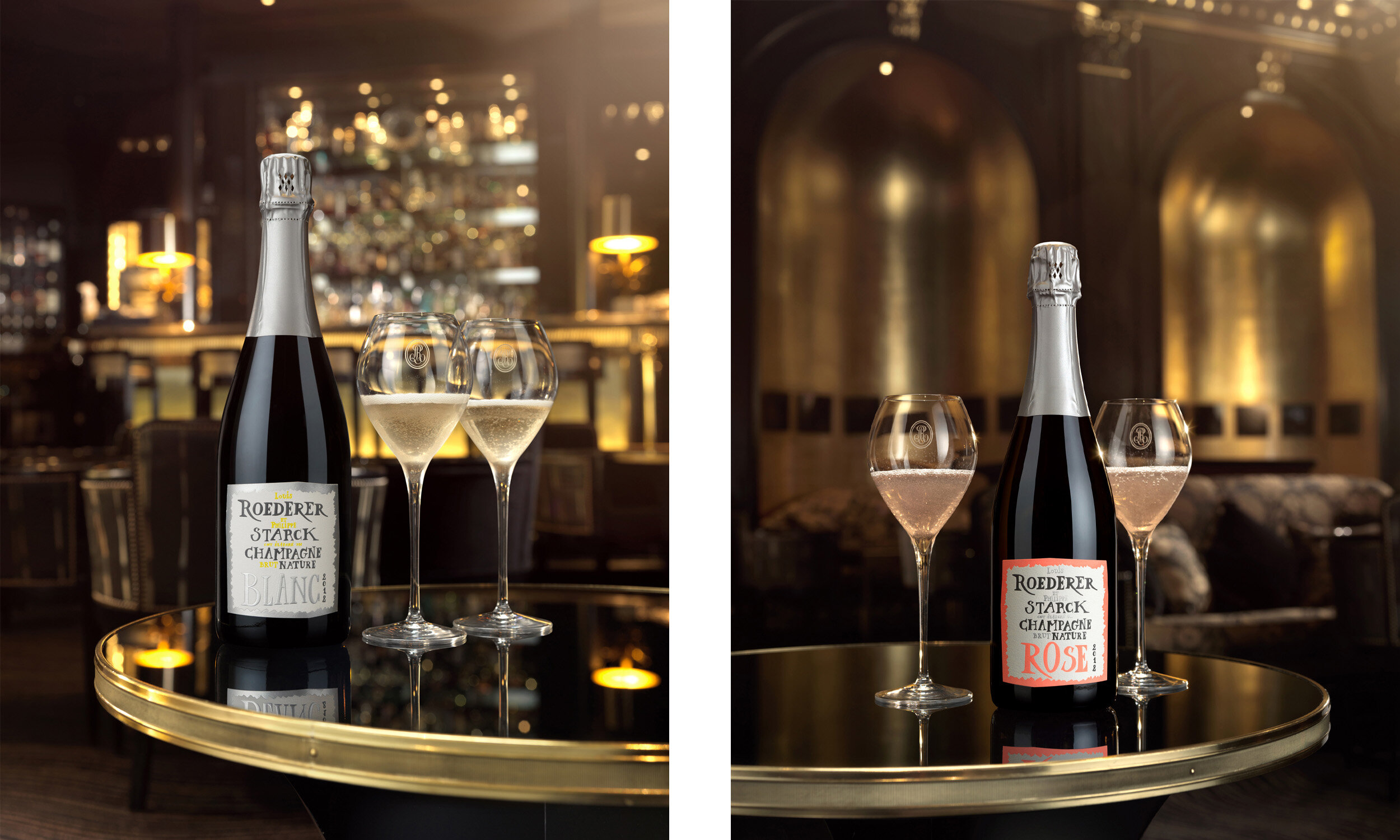 On location drinks photography for luxury Champagne brand Louis Roederer in The Beaufort Bar, The Savoy in London