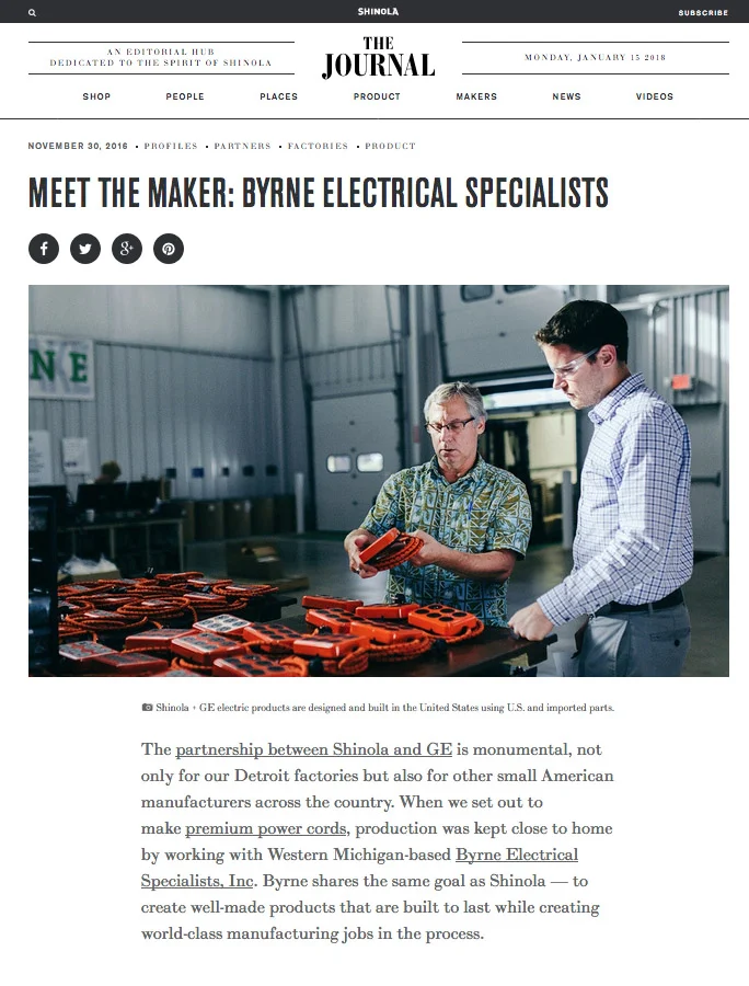Shinola's Michigan Made Electrical Outlets Feat. Byrne Electric