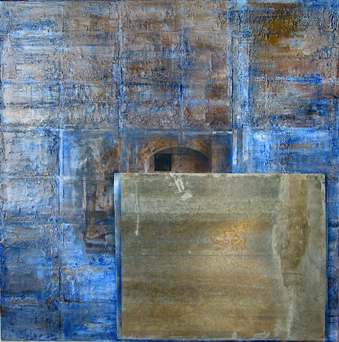  Blue Memory, 2007 &nbsp;oil and miexed media on canvas &nbsp;48x48" 