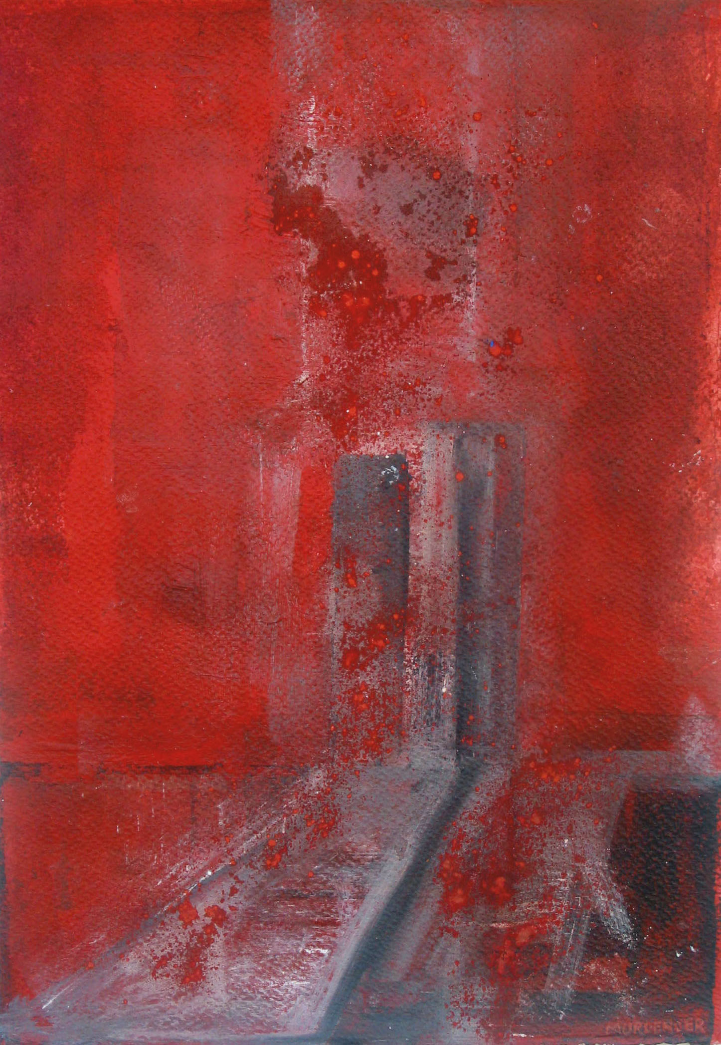  Red entry, 2005&nbsp; pygment, mixed media on paper, 19x13" 
