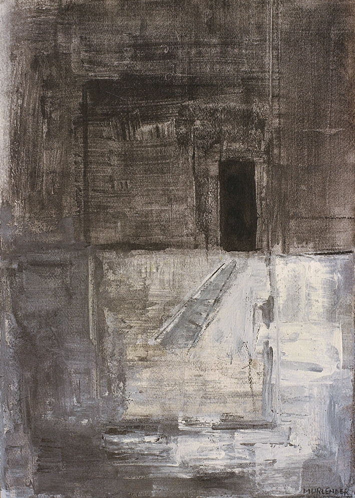  Door to gray,&nbsp;2005 &nbsp;mixed media on paper 19x13" 