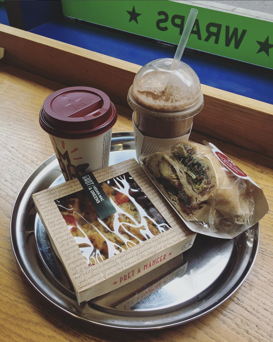 Vegan options in Pret A Manger Bright Zine Instagram