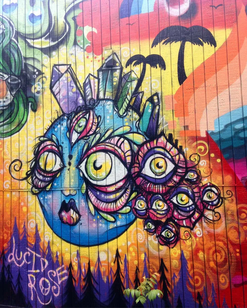 Chelsea's finished piece on the Chaba Thai collaboration wall on Alberta Street Portland Oregon 2017