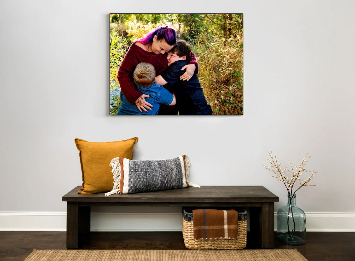 framed family photo entryway