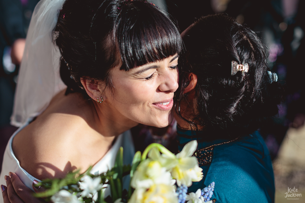 Natural moment at alternative wedding at Blackfriars Priory Gloucester