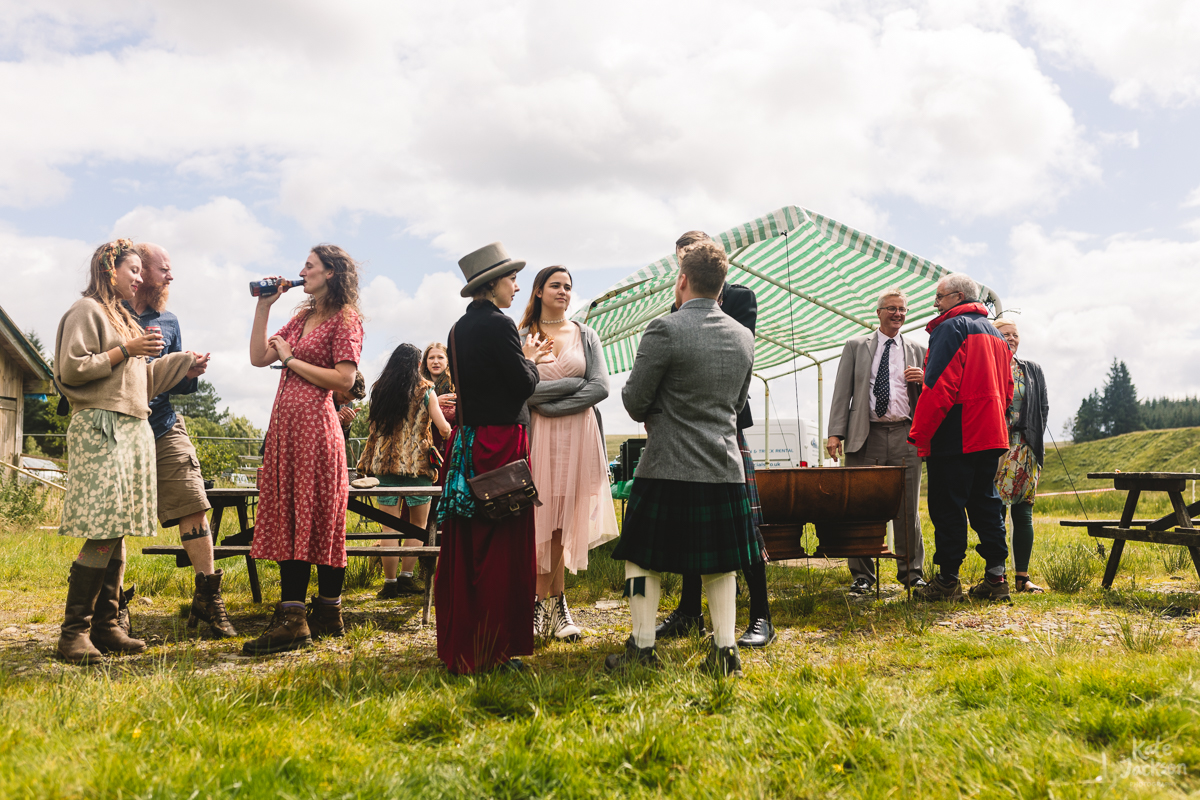 Fun Festival Wedding Photography at Knockengorroch in Scotland 