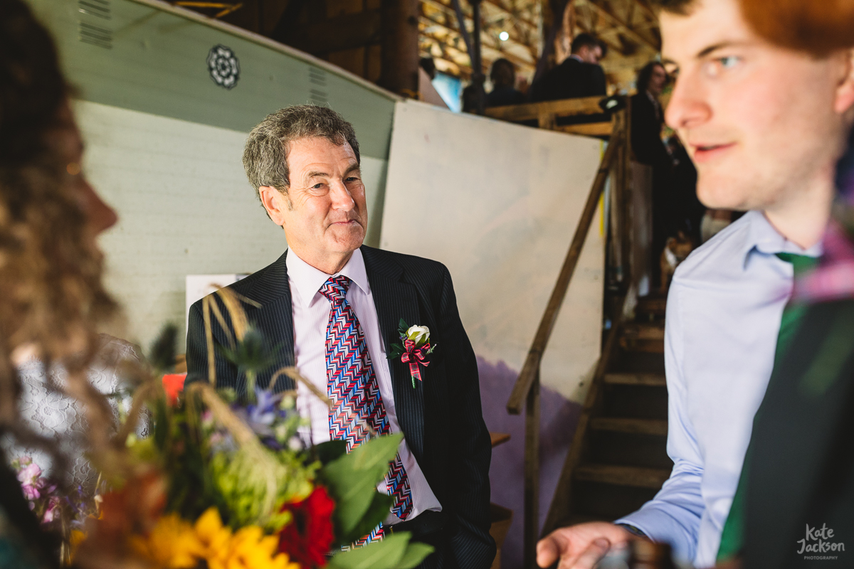 Dad about to walk bride down aisle at Relaxed DIY Festival Wedding at Knockengorroch | Kate Jackson Photography